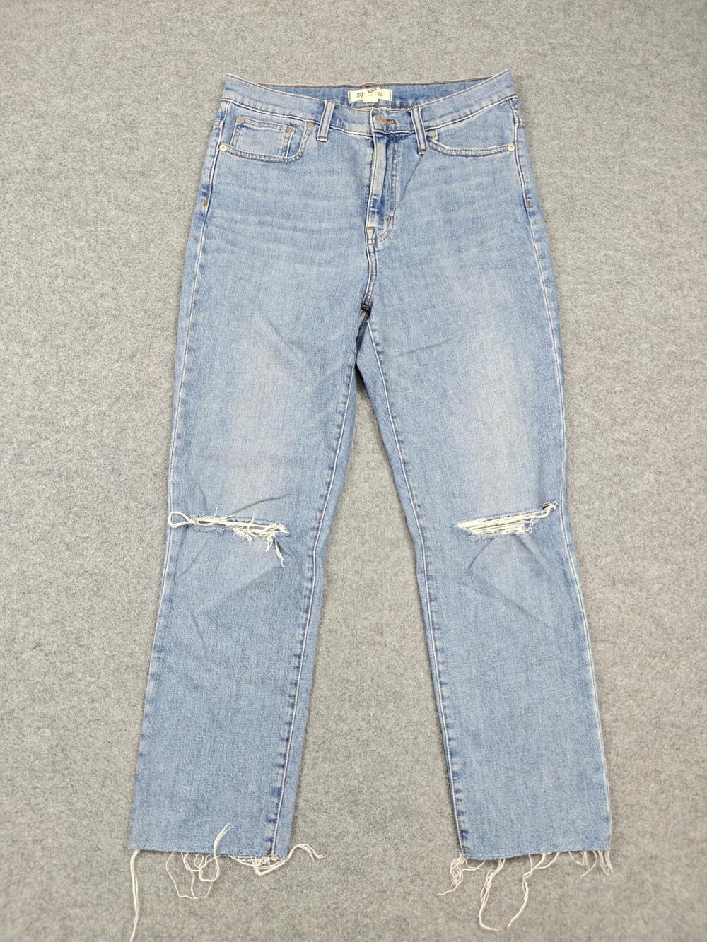 Madewell Jeans Womens 28 Blue Light Wash High-Rise Slim Crop Boyjean Distressed